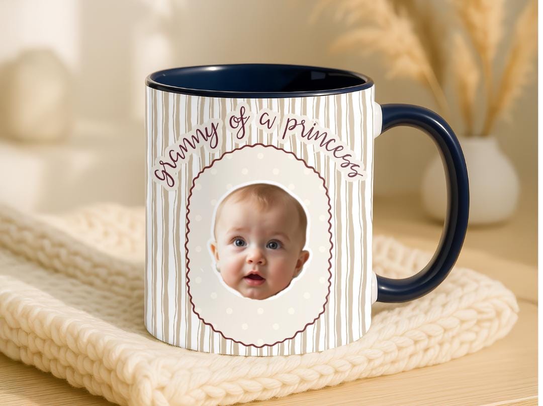 Granny of a Princess Custom Baby Face Mug| Personalized Gift for Grandma| Cute Photo Mug for Nana| Grandparent Coffee Cup
