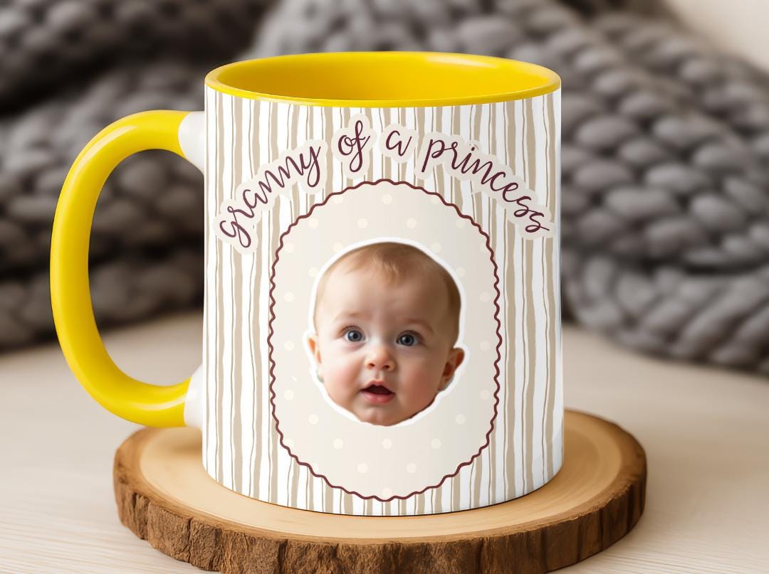 Granny of a Princess Custom Baby Face Mug| Personalized Gift for Grandma| Cute Photo Mug for Nana| Grandparent Coffee Cup