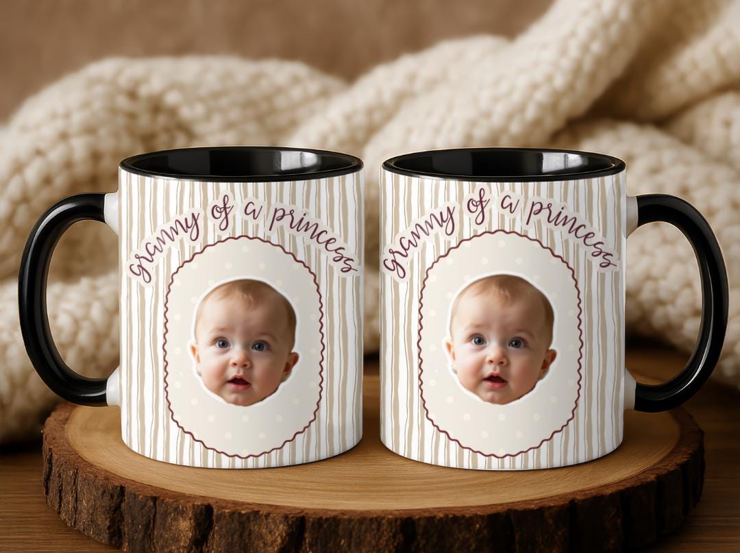 Granny of a Princess Custom Baby Face Mug| Personalized Gift for Grandma| Cute Photo Mug for Nana| Grandparent Coffee Cup