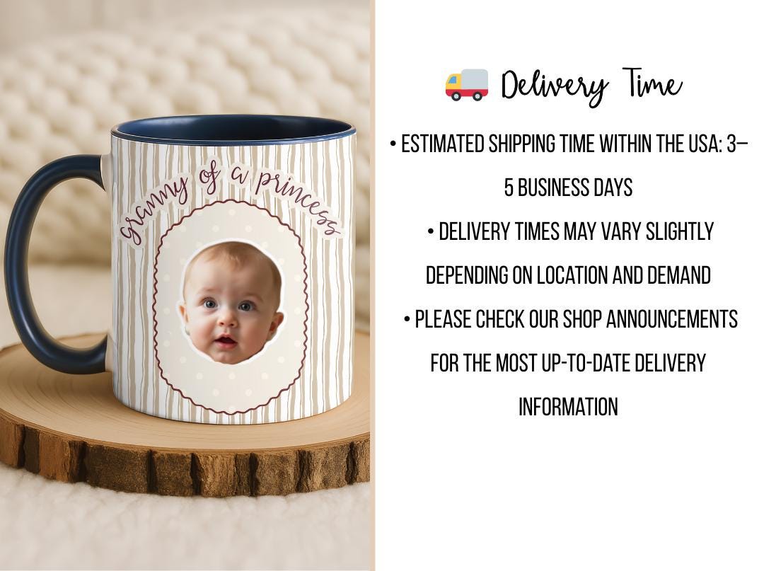Granny of a Princess Custom Baby Face Mug| Personalized Gift for Grandma| Cute Photo Mug for Nana| Grandparent Coffee Cup