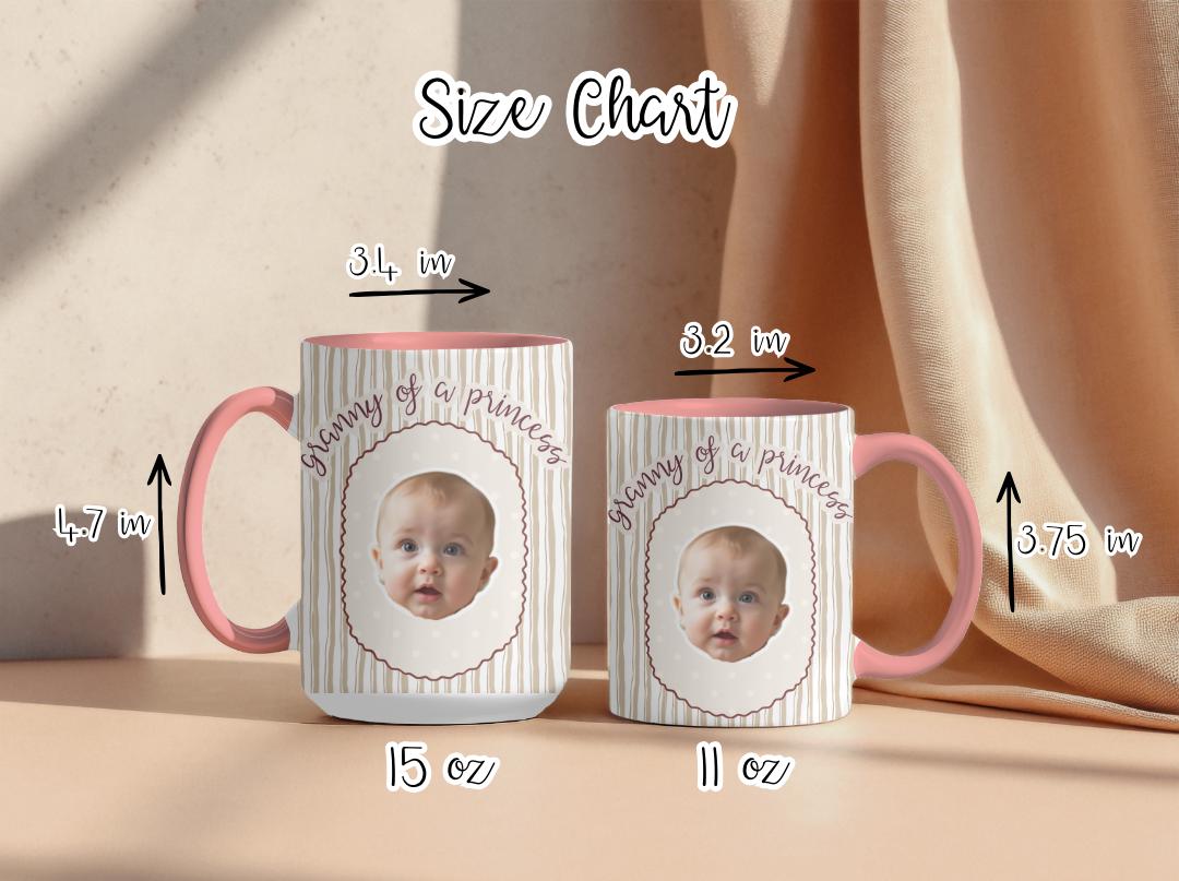 Granny of a Princess Custom Baby Face Mug| Personalized Gift for Grandma| Cute Photo Mug for Nana| Grandparent Coffee Cup
