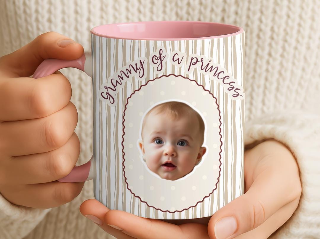 Granny of a Princess Custom Baby Face Mug| Personalized Gift for Grandma| Cute Photo Mug for Nana| Grandparent Coffee Cup