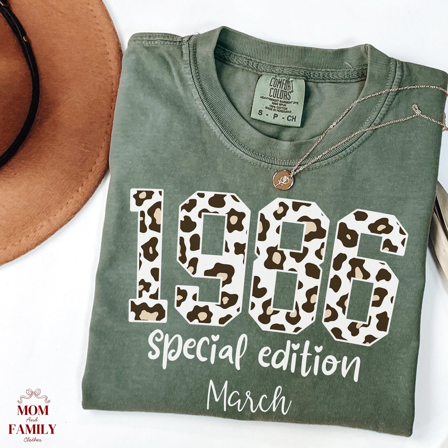 1986 Leopard Birthday Sweatshirt, 40th Birthday Gift For Her, Custom Birth Year Shirt, March Special Edition Retro Bday