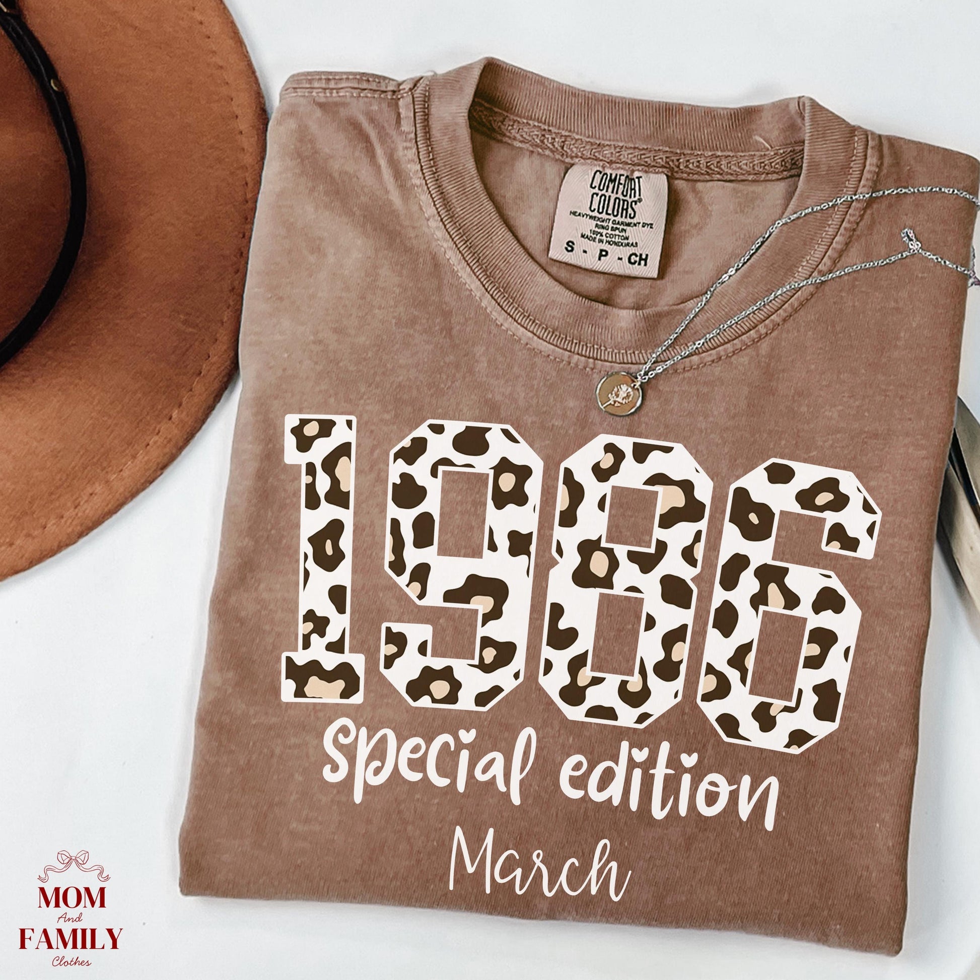 1986 Leopard Birthday Sweatshirt, 40th Birthday Gift For Her, Custom Birth Year Shirt, March Special Edition Retro Bday