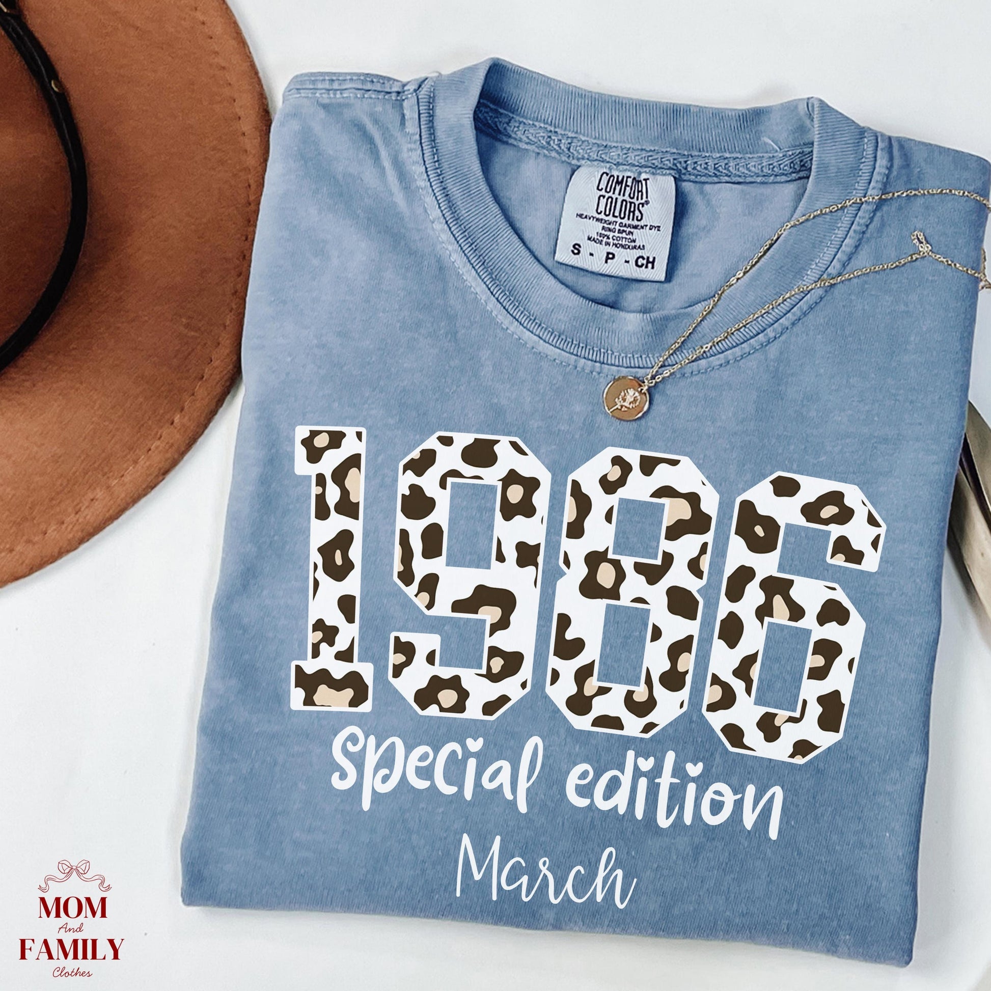 1986 Leopard Birthday Sweatshirt, 40th Birthday Gift For Her, Custom Birth Year Shirt, March Special Edition Retro Bday