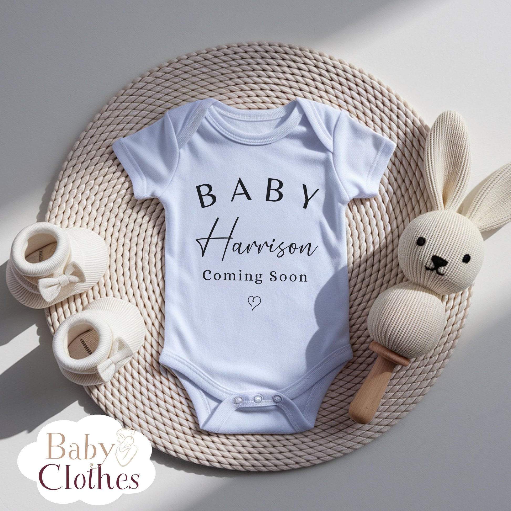 Personalised Pregnancy Announcement Baby Bodysuit, Pregnancy Reveal Baby Grow, Custom Baby Due 2026, Baby Coming Soon