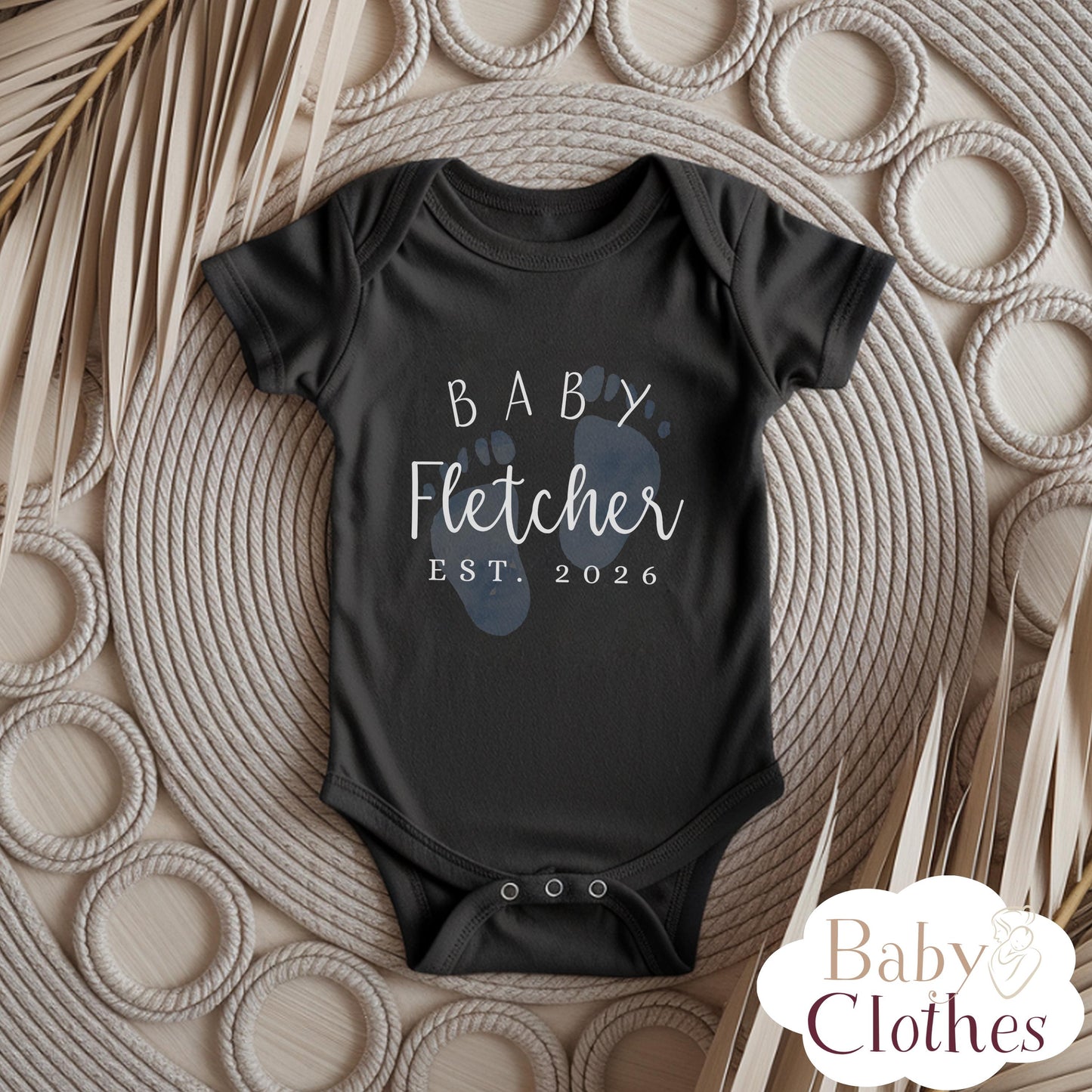 Personalised Pregnancy Announcement Baby Bodysuit, Pregnancy Reveal Baby Grow, Custom Baby Due 2026, Baby Coming Soon