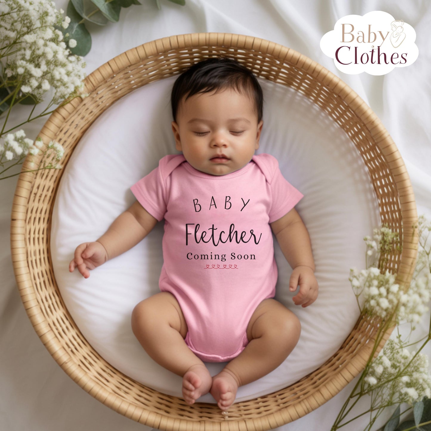 Personalised Pregnancy Announcement Baby Bodysuit, Pregnancy Reveal Baby Grow, Custom Baby Due 2026, Baby Coming Soon