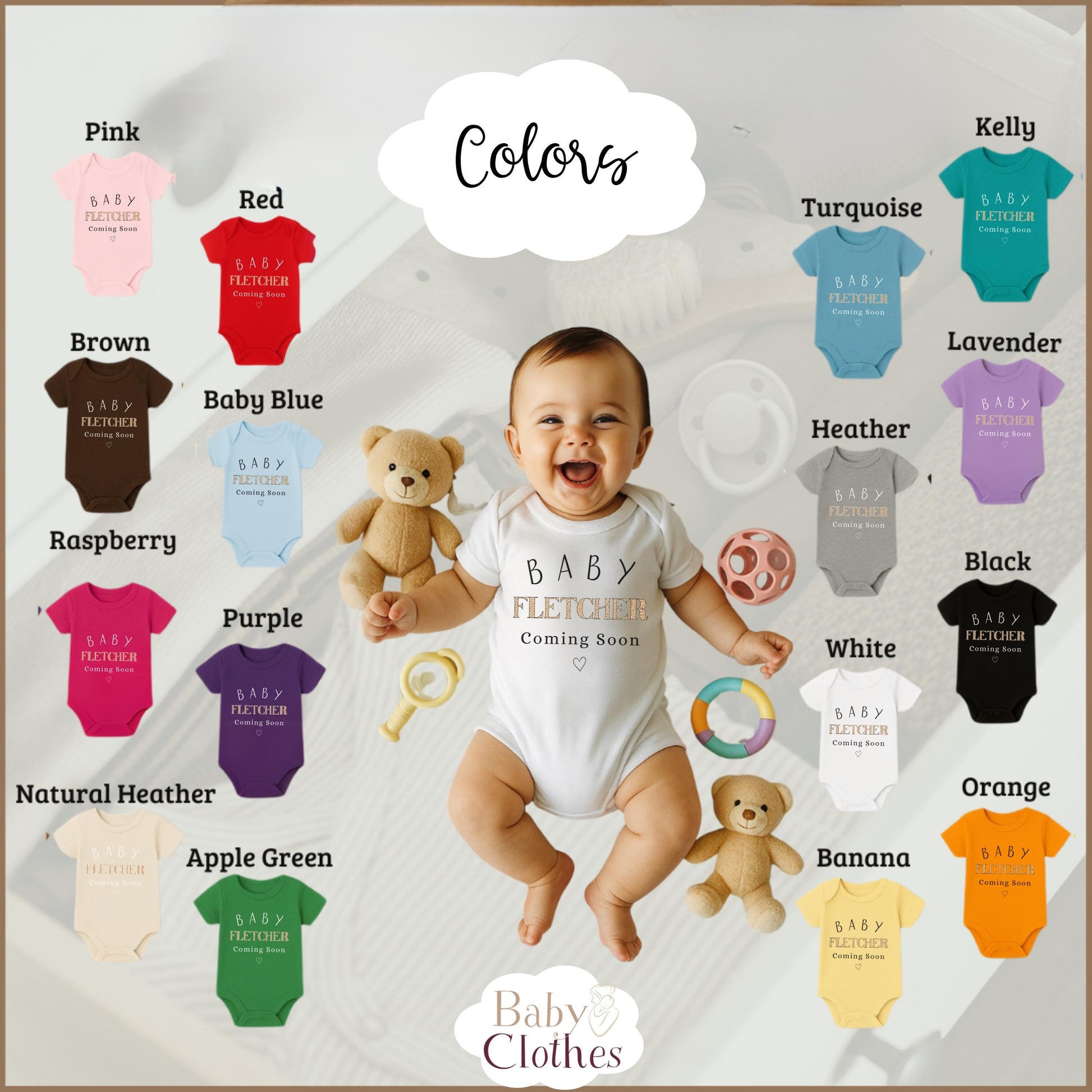 Personalised Pregnancy Announcement Baby Bodysuit, Pregnancy Reveal Baby Grow, Custom Baby Due 2026, Baby Coming Soon