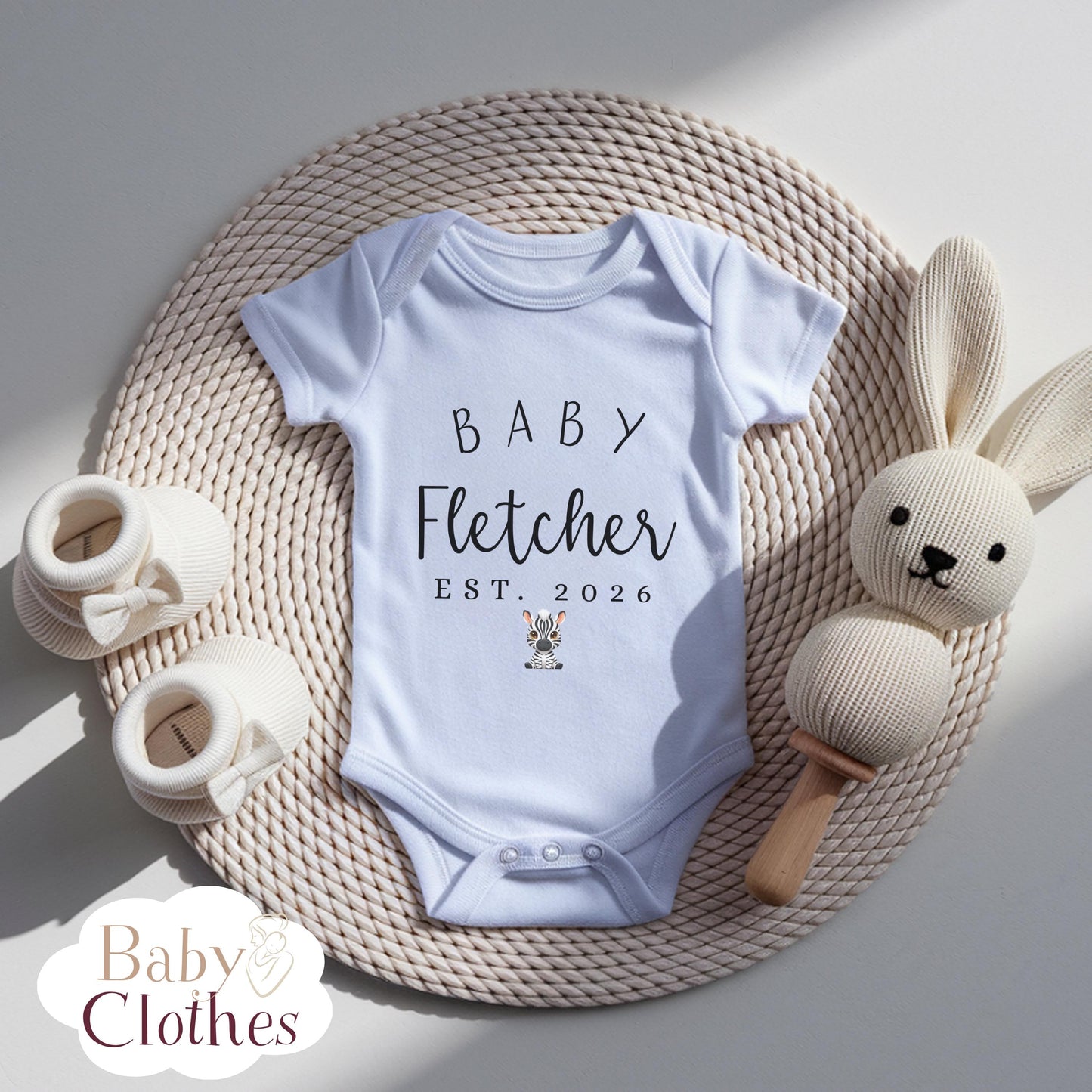 Personalised Pregnancy Announcement Baby Bodysuit, Pregnancy Reveal Baby Grow, Custom Baby Due 2026, Baby Coming Soon