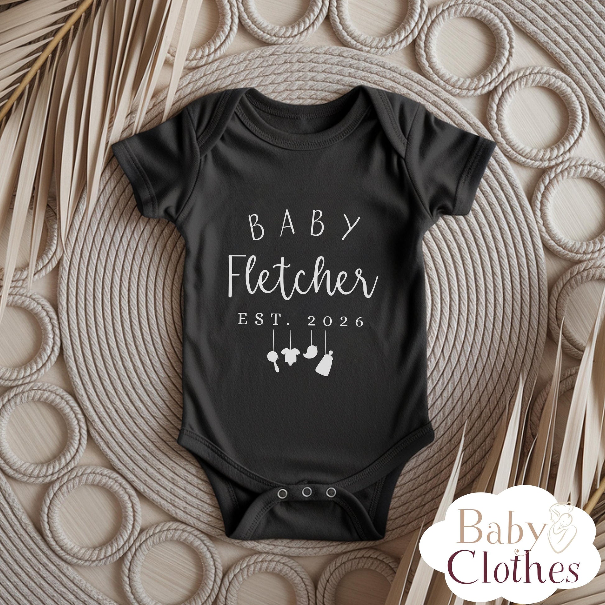 Personalised Pregnancy Announcement Baby Bodysuit, Pregnancy Reveal Baby Grow, Custom Baby Due 2026, Baby Coming Soon