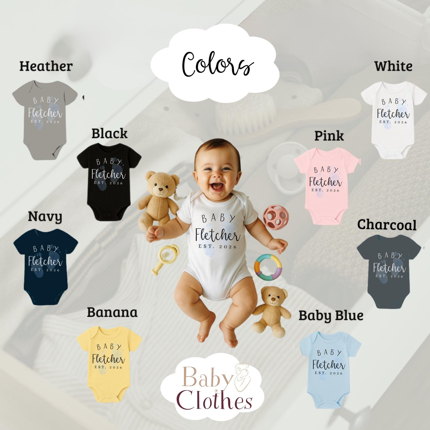 Personalised Pregnancy Announcement Baby Bodysuit, Pregnancy Reveal Baby Grow, Custom Baby Due 2026, Baby Coming Soon