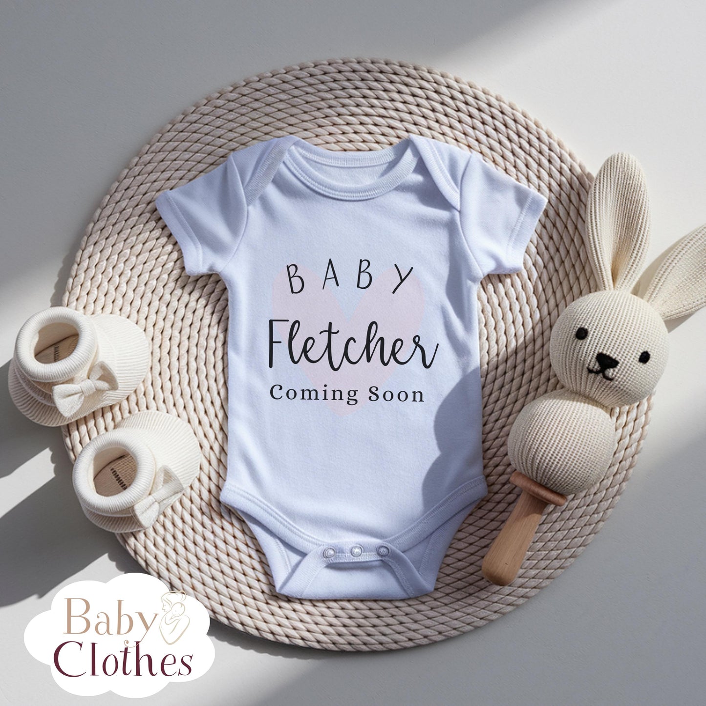 Personalised Pregnancy Announcement Baby Bodysuit, Pregnancy Reveal Baby Grow, Custom Baby Due 2026, Baby Coming Soon