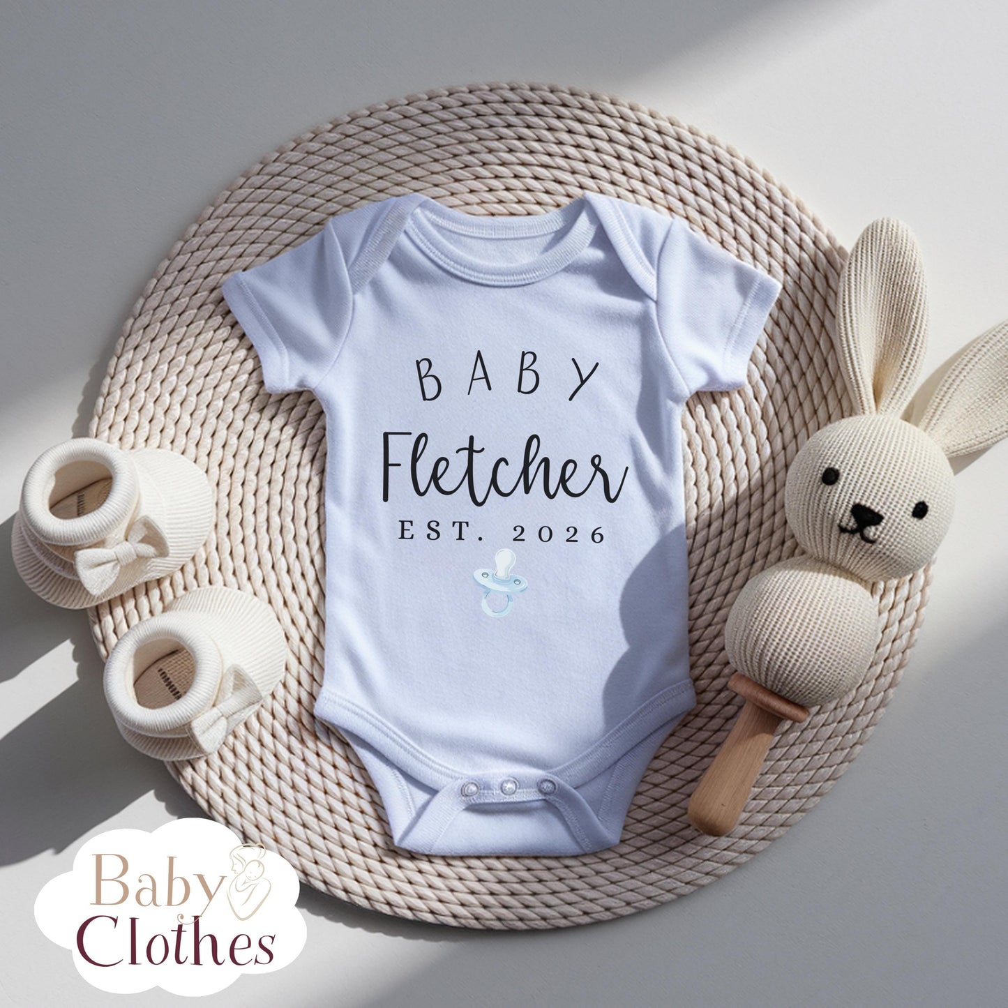 Personalised Pregnancy Announcement Baby Bodysuit, Pregnancy Reveal Baby Grow, Custom Baby Due 2026, Baby Coming Soon