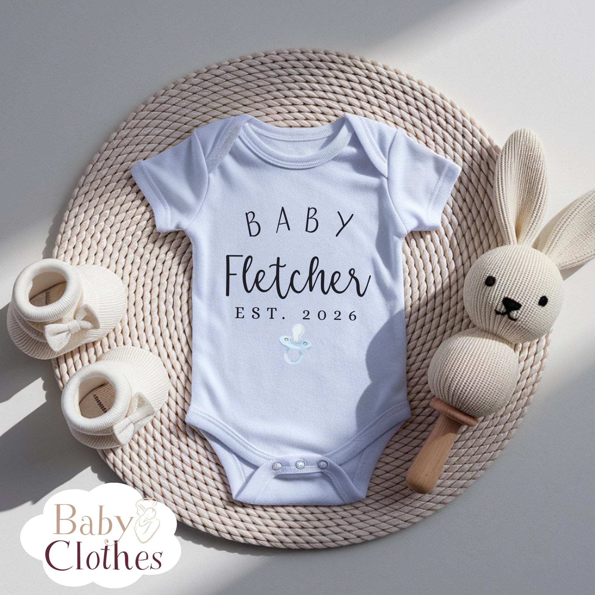 Personalised Pregnancy Announcement Baby Bodysuit, Pregnancy Reveal Baby Grow, Custom Baby Due 2026, Baby Coming Soon
