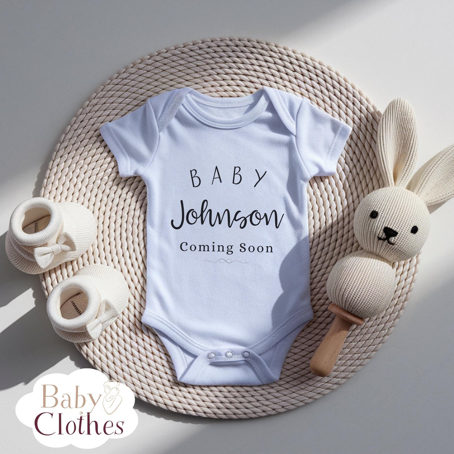 Personalised Pregnancy Announcement Baby Bodysuit, Pregnancy Reveal Baby Grow, Custom Baby Due 2026, Baby Coming Soon