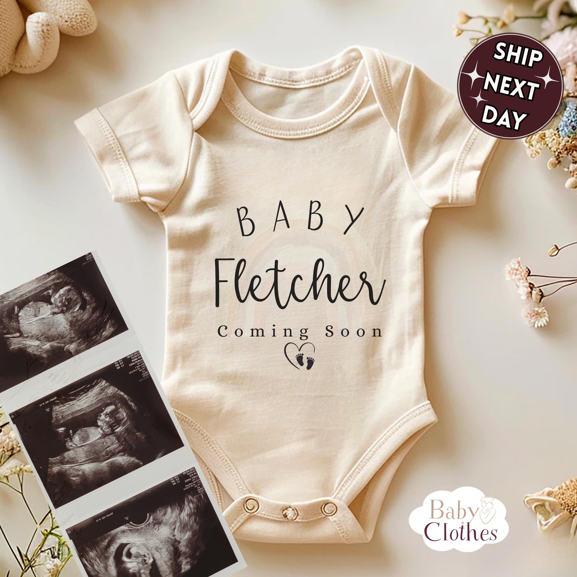 Personalised Pregnancy Announcement Baby Bodysuit, Pregnancy Reveal Baby Grow, Custom Baby Due 2026, Baby Coming Soon