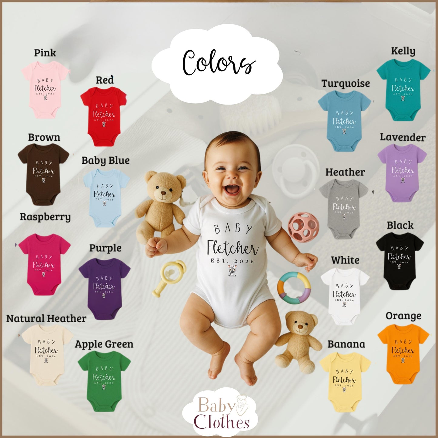 Personalised Pregnancy Announcement Baby Bodysuit, Pregnancy Reveal Baby Grow, Custom Baby Due 2026, Baby Coming Soon