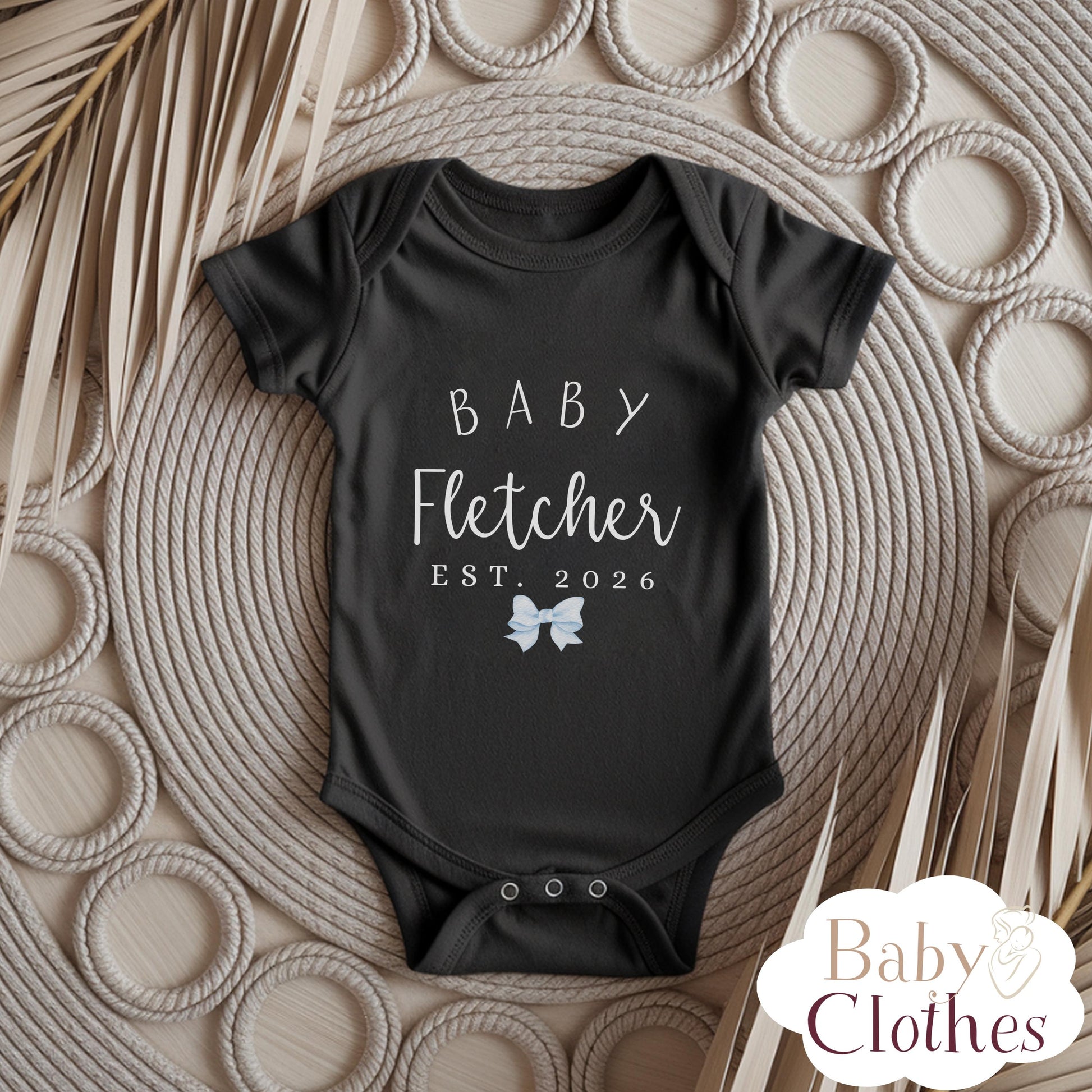 Personalised Pregnancy Announcement Baby Bodysuit, Pregnancy Reveal Baby Grow, Custom Baby Due 2026, Baby Coming Soon