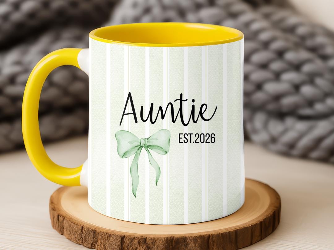 Personalized Auntie Mug Est. 2026, Custom Name Baby Announcement Gift, New Aunt Coffee Cup, Pregnancy Reveal Idea for Sister or Best Friend