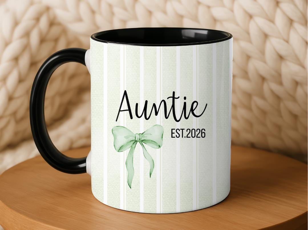 Personalized Auntie Mug Est. 2026, Custom Name Baby Announcement Gift, New Aunt Coffee Cup, Pregnancy Reveal Idea for Sister or Best Friend