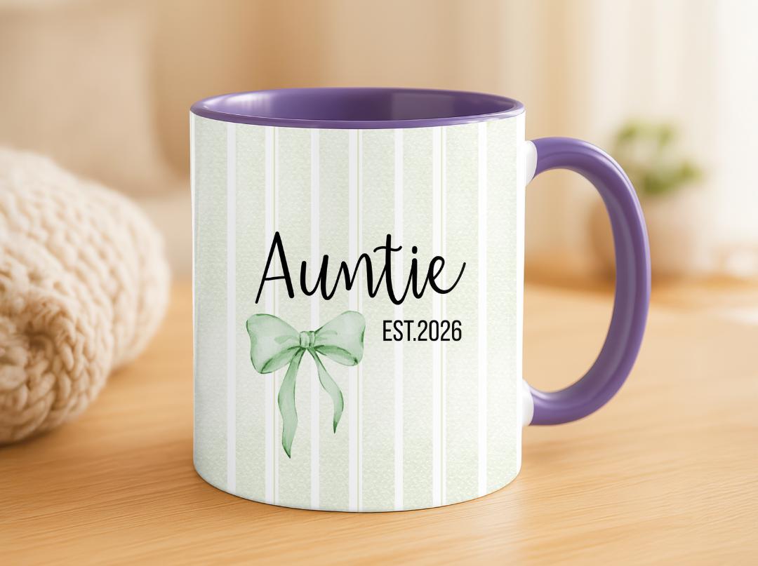 Personalized Auntie Mug Est. 2026, Custom Name Baby Announcement Gift, New Aunt Coffee Cup, Pregnancy Reveal Idea for Sister or Best Friend