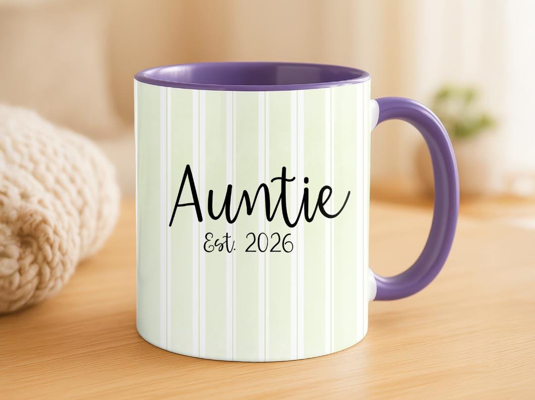 Personalized Auntie Mug Est. 2026, Custom Name Baby Announcement Gift, New Aunt Coffee Cup, Pregnancy Reveal Idea for Sister or Best Friend