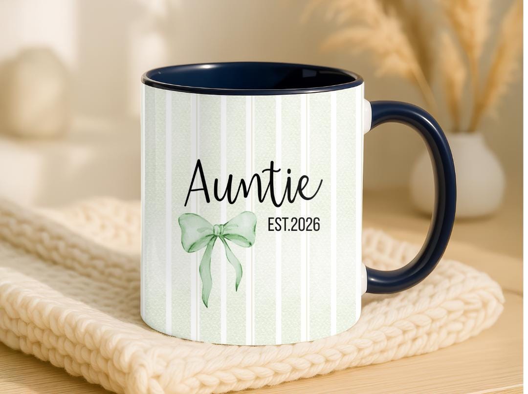 Personalized Auntie Mug Est. 2026, Custom Name Baby Announcement Gift, New Aunt Coffee Cup, Pregnancy Reveal Idea for Sister or Best Friend