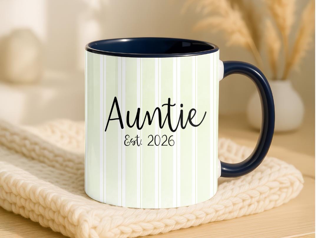 Personalized Auntie Mug Est. 2026, Custom Name Baby Announcement Gift, New Aunt Coffee Cup, Pregnancy Reveal Idea for Sister or Best Friend