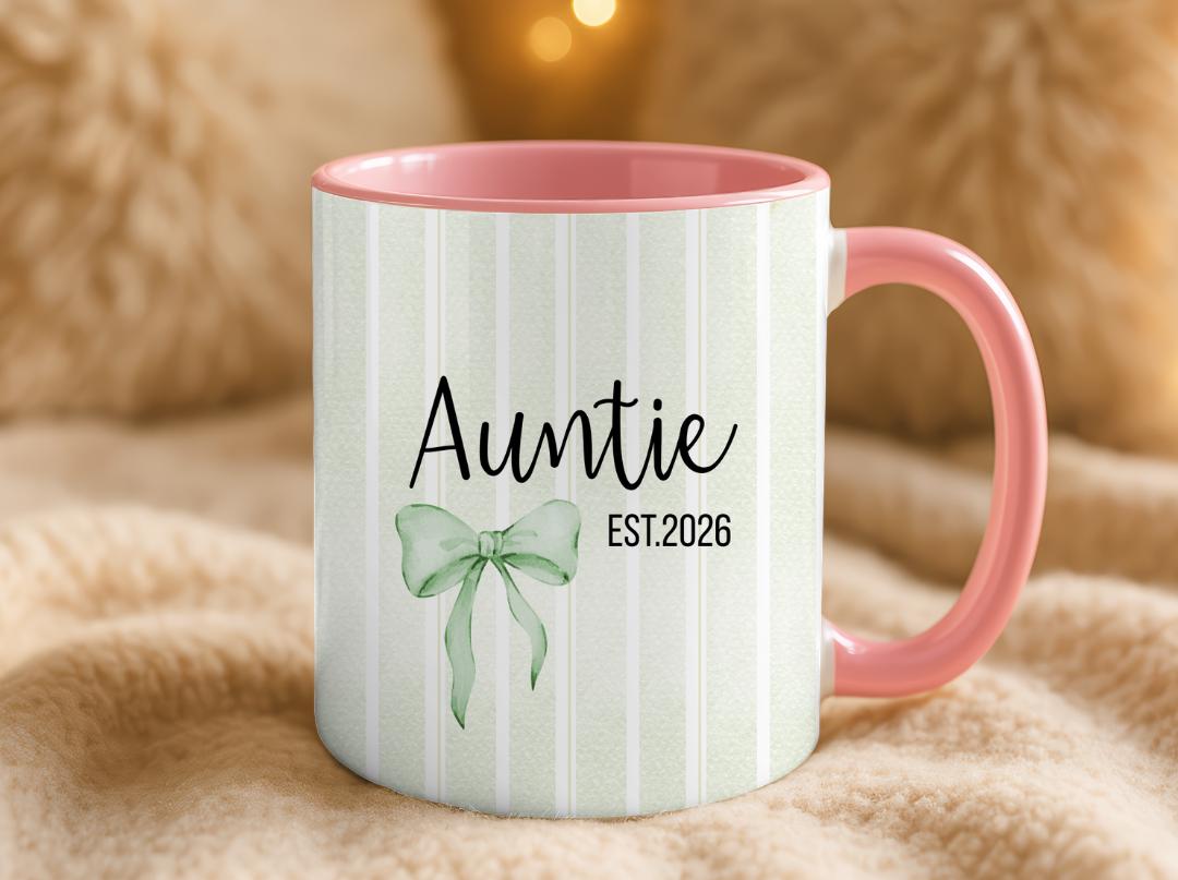 Personalized Auntie Mug Est. 2026, Custom Name Baby Announcement Gift, New Aunt Coffee Cup, Pregnancy Reveal Idea for Sister or Best Friend