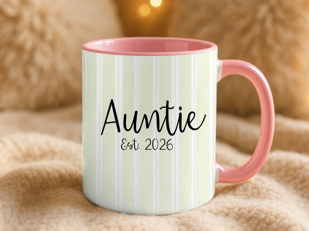 Personalized Auntie Mug Est. 2026, Custom Name Baby Announcement Gift, New Aunt Coffee Cup, Pregnancy Reveal Idea for Sister or Best Friend