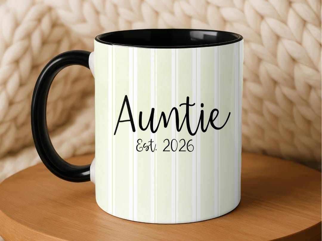 Personalized Auntie Mug Est. 2026, Custom Name Baby Announcement Gift, New Aunt Coffee Cup, Pregnancy Reveal Idea for Sister or Best Friend
