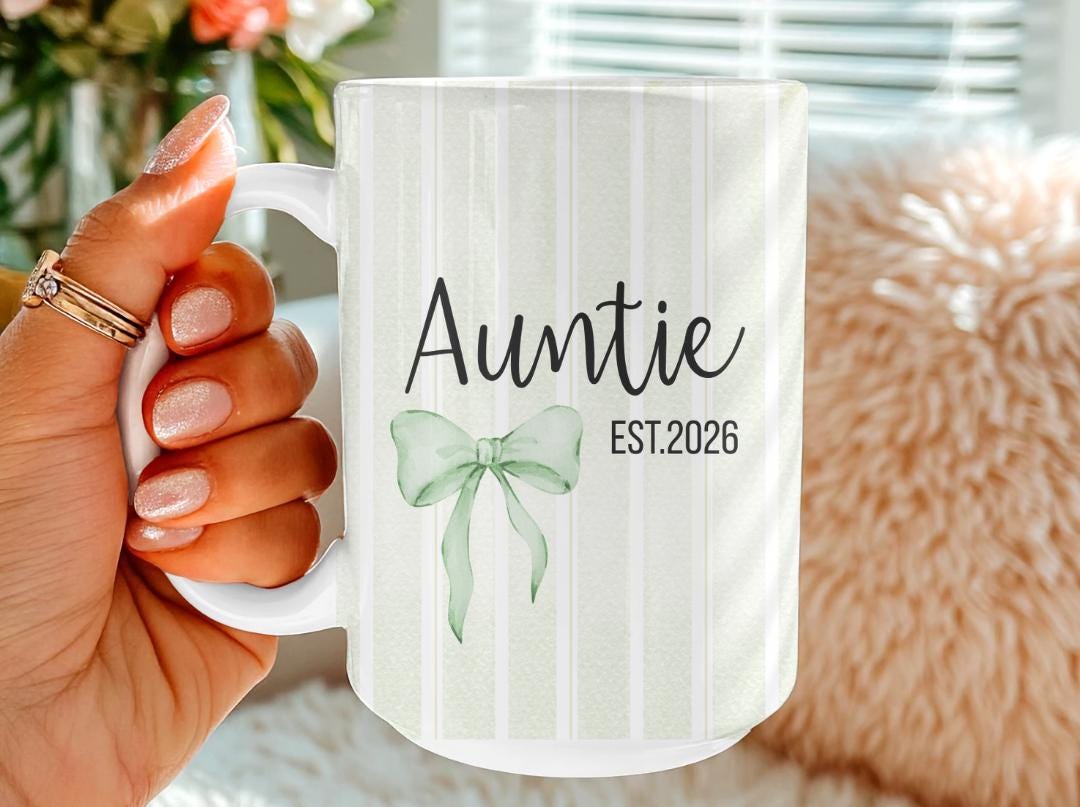 Personalized Auntie Mug Est. 2026, Custom Name Baby Announcement Gift, New Aunt Coffee Cup, Pregnancy Reveal Idea for Sister or Best Friend