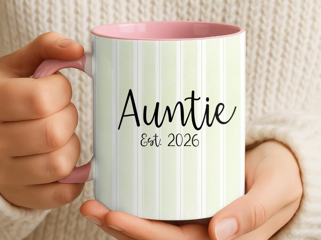 Personalized Auntie Mug Est. 2026, Custom Name Baby Announcement Gift, New Aunt Coffee Cup, Pregnancy Reveal Idea for Sister or Best Friend
