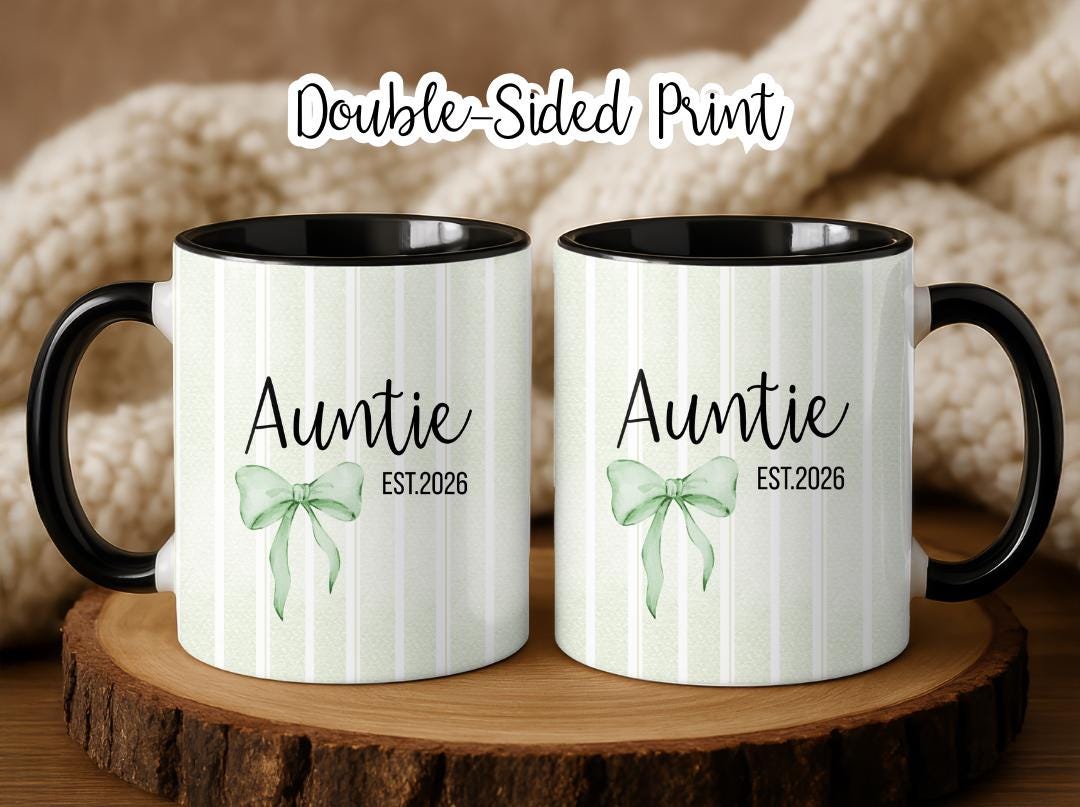 Personalized Auntie Mug Est. 2026, Custom Name Baby Announcement Gift, New Aunt Coffee Cup, Pregnancy Reveal Idea for Sister or Best Friend