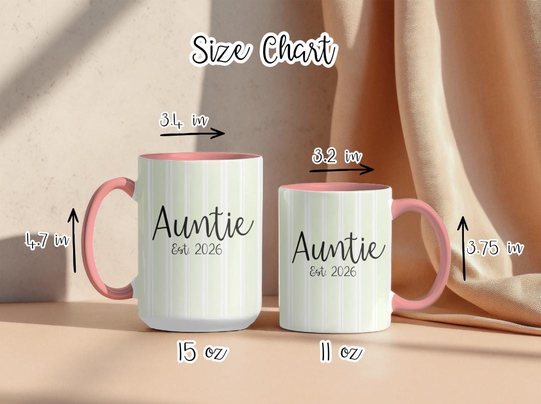 Personalized Auntie Mug Est. 2026, Custom Name Baby Announcement Gift, New Aunt Coffee Cup, Pregnancy Reveal Idea for Sister or Best Friend