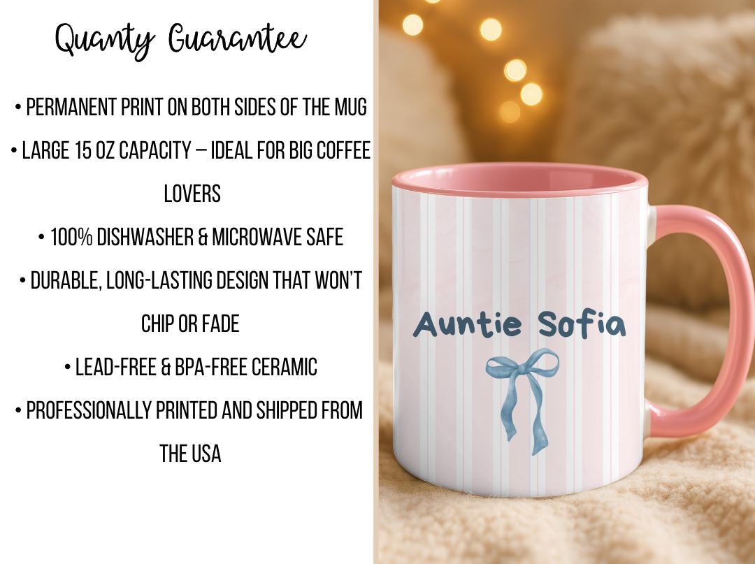 Personalized Auntie Mug Est. 2026, Custom Name Baby Announcement Gift, New Aunt Coffee Cup, Pregnancy Reveal Idea for Sister or Best Friend