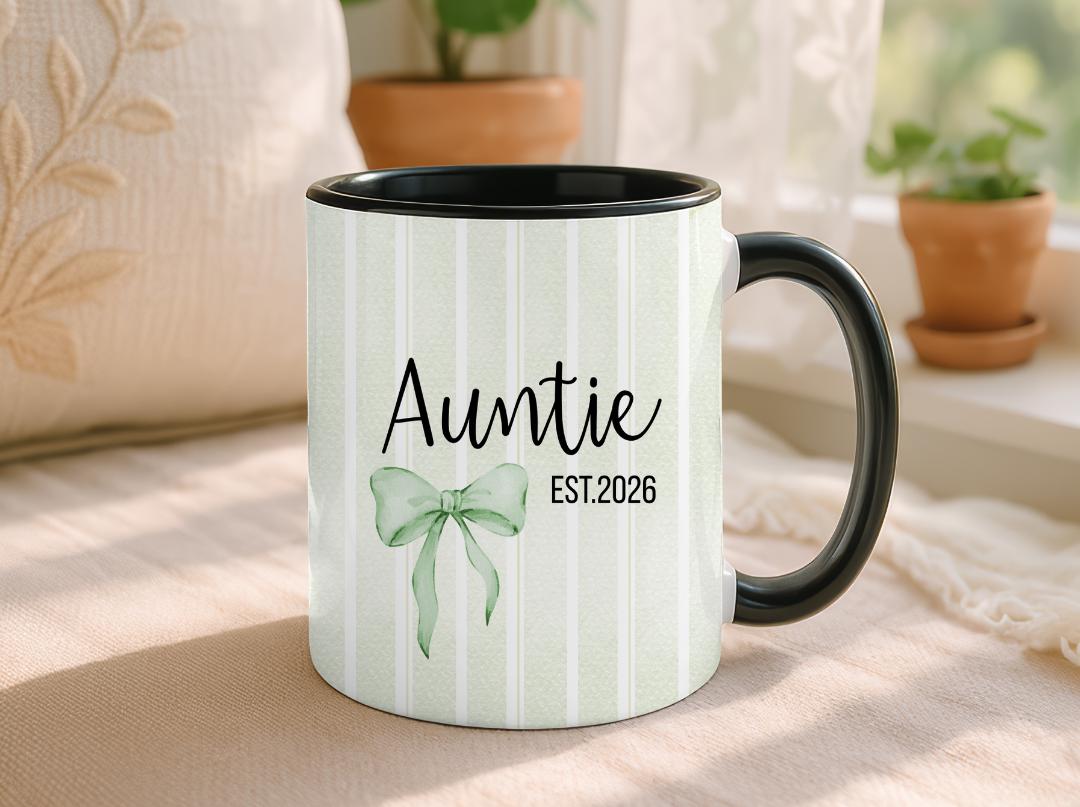 Personalized Auntie Mug Est. 2026, Custom Name Baby Announcement Gift, New Aunt Coffee Cup, Pregnancy Reveal Idea for Sister or Best Friend