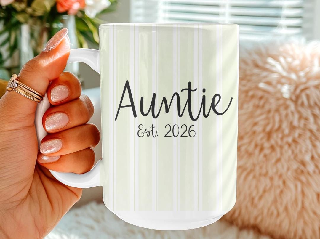 Personalized Auntie Mug Est. 2026, Custom Name Baby Announcement Gift, New Aunt Coffee Cup, Pregnancy Reveal Idea for Sister or Best Friend