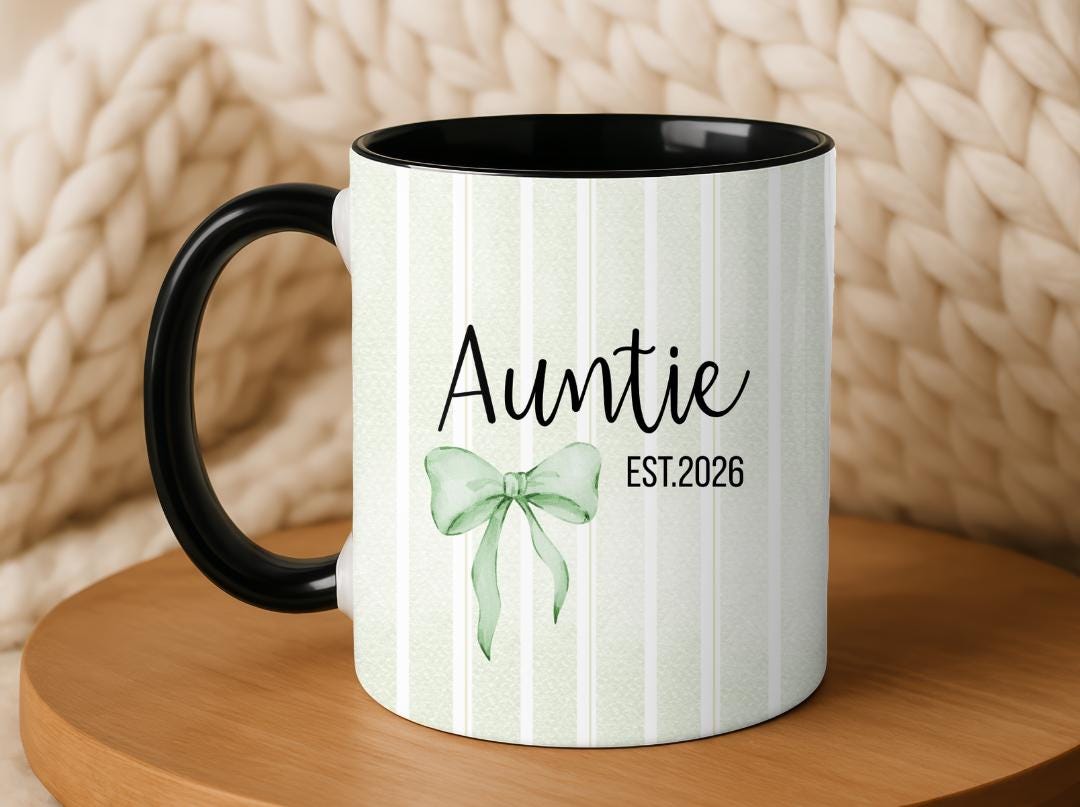 Personalized Auntie Mug Est. 2026, Custom Name Baby Announcement Gift, New Aunt Coffee Cup, Pregnancy Reveal Idea for Sister or Best Friend