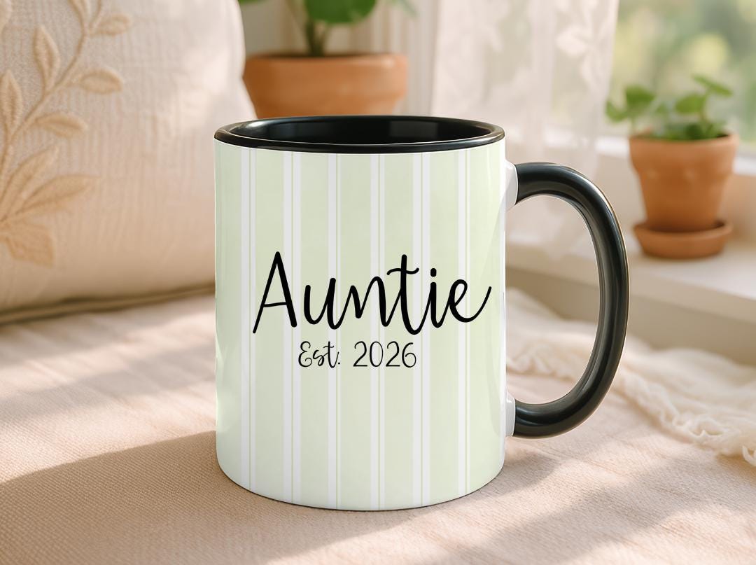 Personalized Auntie Mug Est. 2026, Custom Name Baby Announcement Gift, New Aunt Coffee Cup, Pregnancy Reveal Idea for Sister or Best Friend