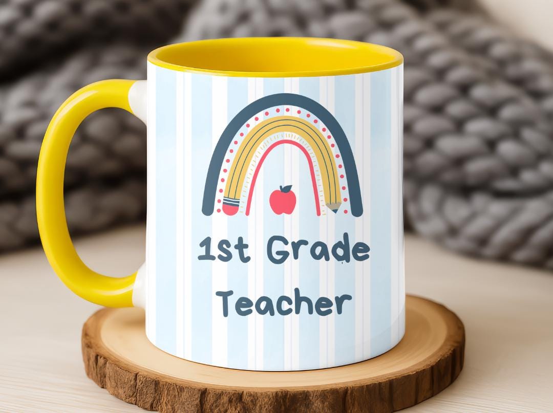 Personalized Grade Teacher Mug 11oz 15oz,Custom Rainbow Coffee Cup,Teacher Appreciation Gift, End of Year or Back to School Gift for Teacher