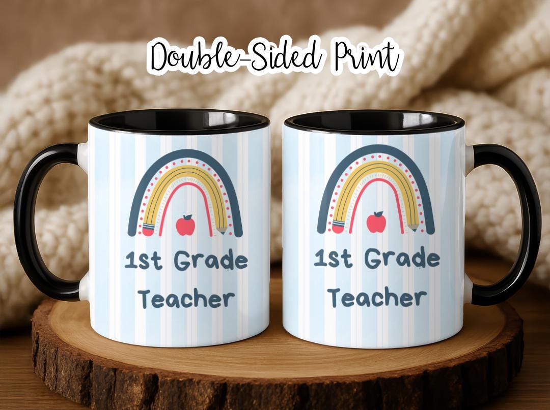 Personalized Grade Teacher Mug 11oz 15oz,Custom Rainbow Coffee Cup,Teacher Appreciation Gift, End of Year or Back to School Gift for Teacher