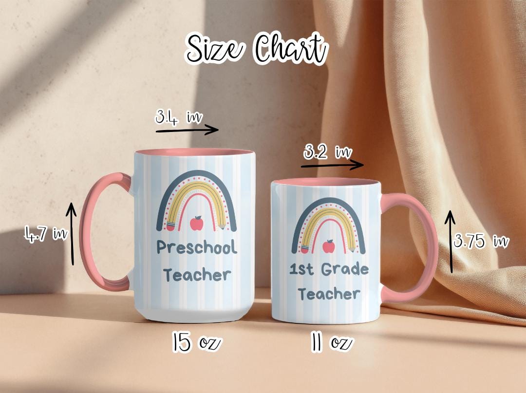 Personalized Grade Teacher Mug 11oz 15oz,Custom Rainbow Coffee Cup,Teacher Appreciation Gift, End of Year or Back to School Gift for Teacher