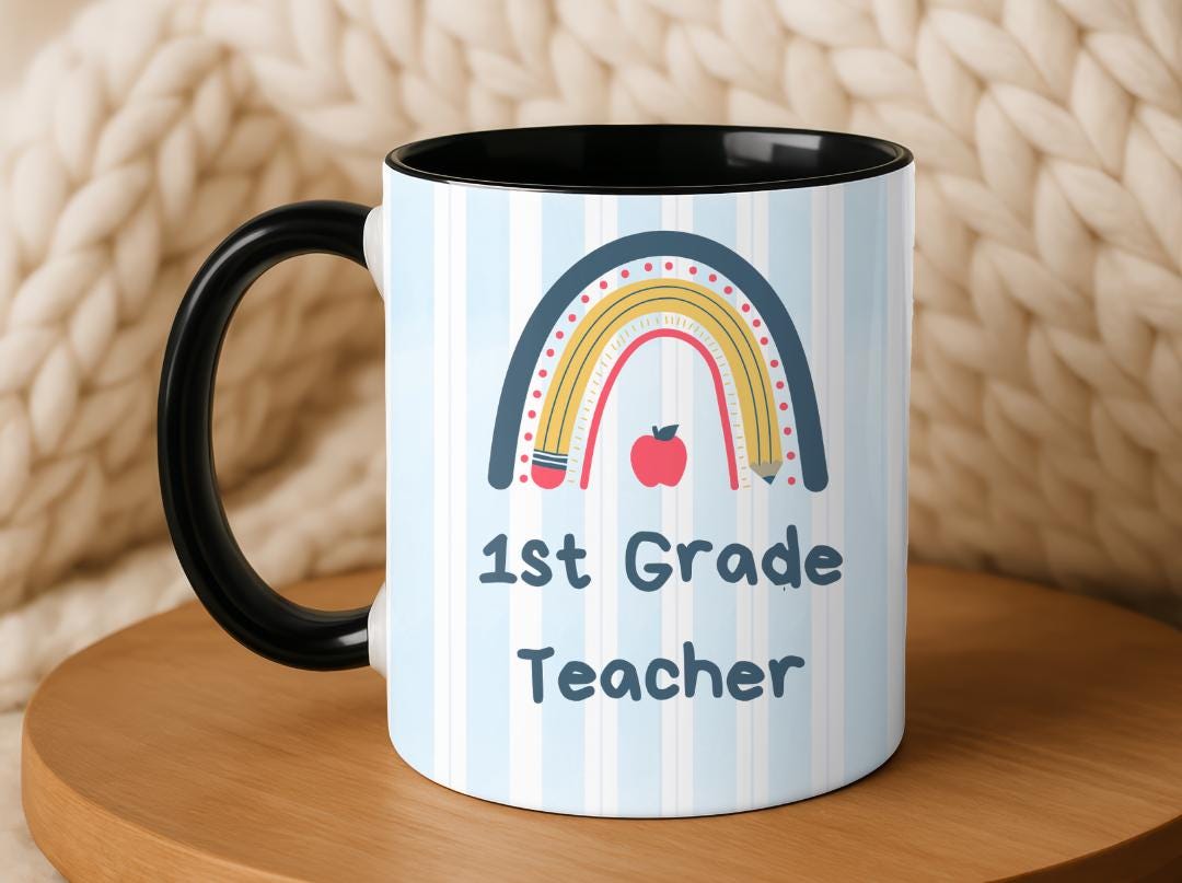 Personalized Grade Teacher Mug 11oz 15oz,Custom Rainbow Coffee Cup,Teacher Appreciation Gift, End of Year or Back to School Gift for Teacher