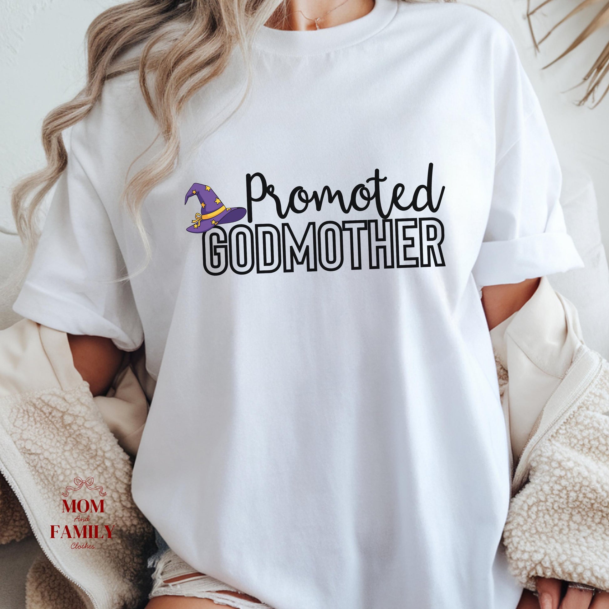 Promoted Godmother Shirt, Funny Godparent Proposal Tee, Comfort Colors® Gift For New Godmother, Baptism Or Baby Announcement Shirt