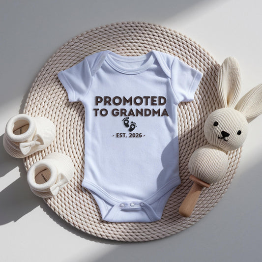Promoted To Godmother Embroidered Baby Bodysuit, Personalized Est Year Infant One Piece, Godparent Proposal Gift, Baby Announcement Outfit