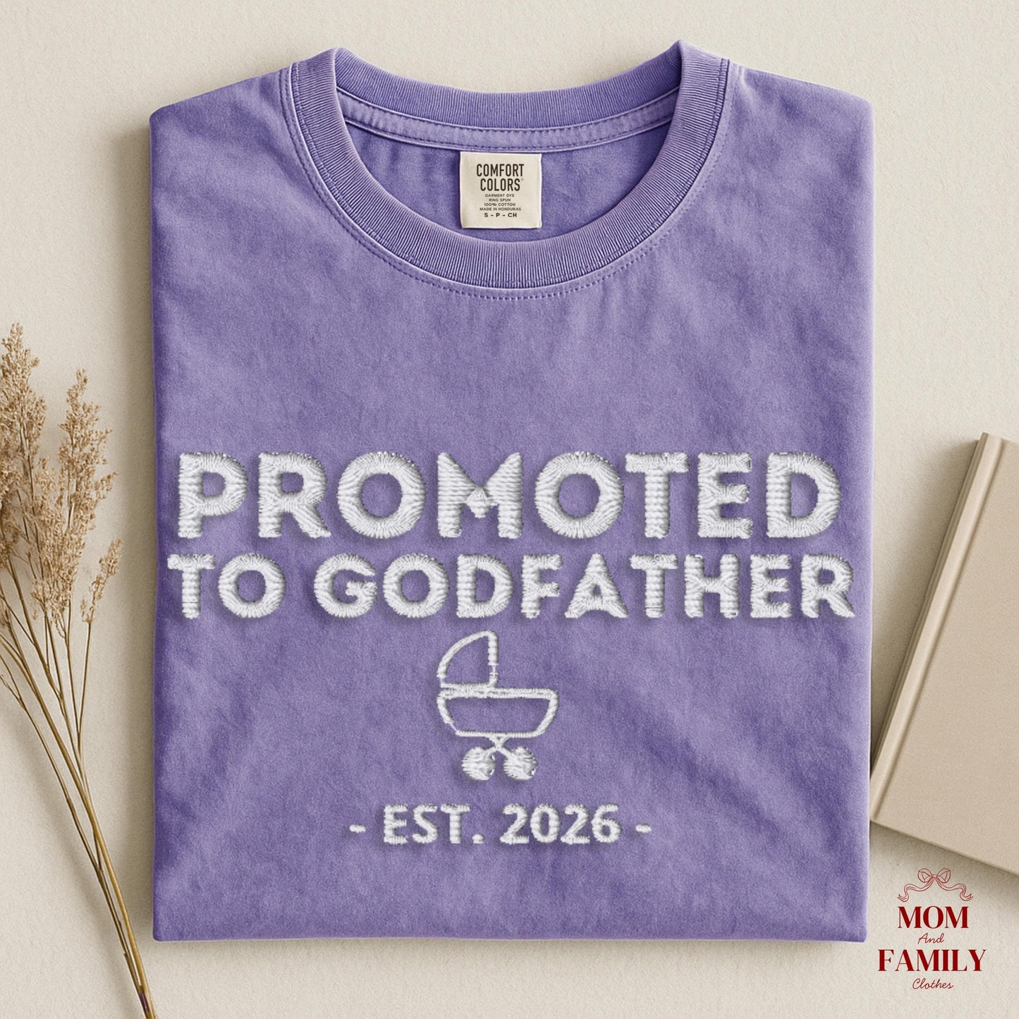 Promoted To Godmother Embroidered Sweatshirt, Personalized Est Year, Godparent Proposal Gift, Baby Announcement Crewneck,Mom To Be Gift Idea