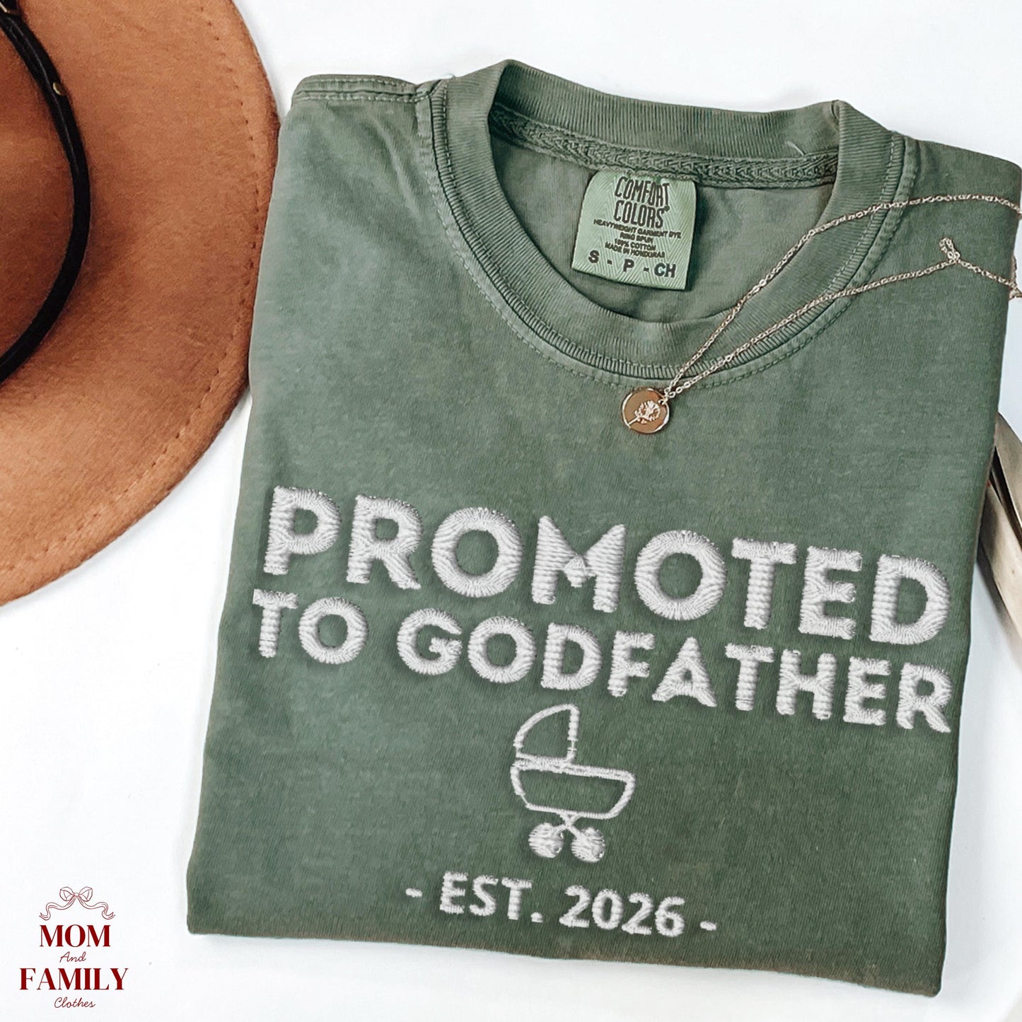 Promoted To Godmother Embroidered Sweatshirt, Personalized Est Year, Godparent Proposal Gift, Baby Announcement Crewneck,Mom To Be Gift Idea