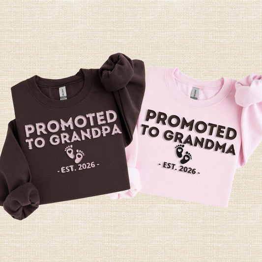 Promoted To Godmother Embroidered Sweatshirt, Personalized Est Year, Godparent Proposal Gift, Baby Announcement Crewneck,Mom To Be Gift Idea